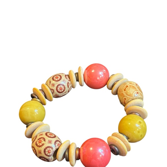 Set of 4 Boho Beaded Stretch Bracelet Set – Earthy Tones & Tribal Prints - Picture 6 of 12